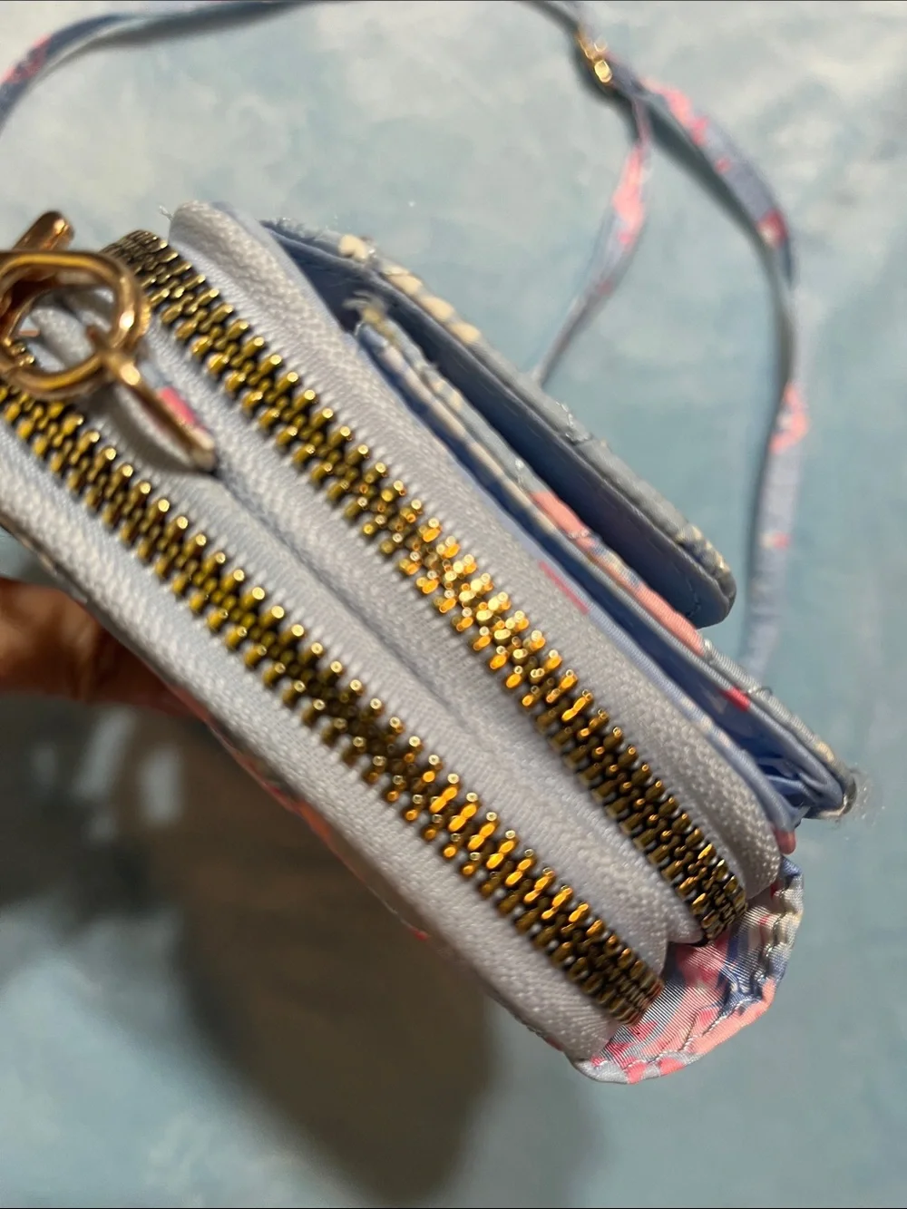 Simply Southern Quilted Wallet Crossbody | Blue Aztec Print | LIKE NEW